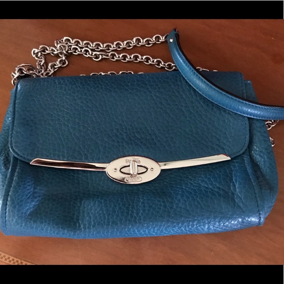 Vintage Coach Leather Crossbody BAG in TEAL - Picture 7 of 8